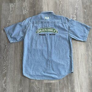 VTG Carlos N Charlies Clothesline COZUMEL MEXICO Denim Button Up Shirt Mens XL